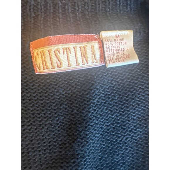 Vintage Cristina Black Sweater Gold & Red Sequin Embellished Dragon Design Med - Picture 2 of 5